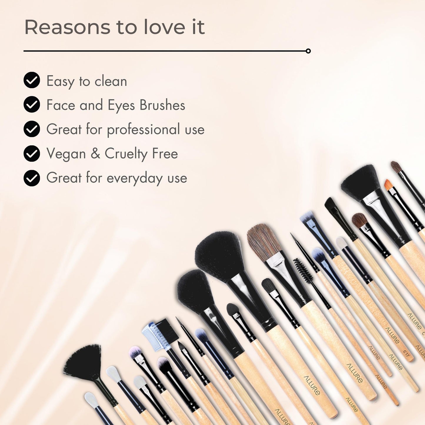 Allure Makeup Brush Set (Pack Of 25 Brushes)