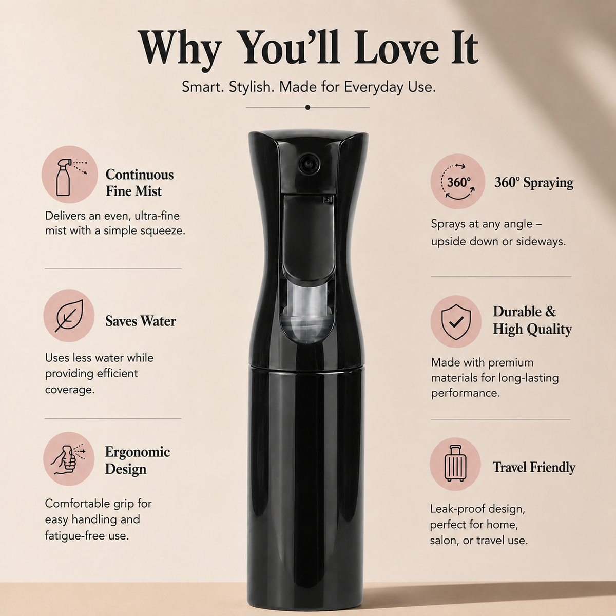 Allure Hair Spray Bottle For Styling & Grooming