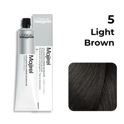 Loreal Professional Majirel Hair Color 5No.  Light Brown 2pcs + Oxydant Developer(500ML) + Allure Dye Brush HD-01