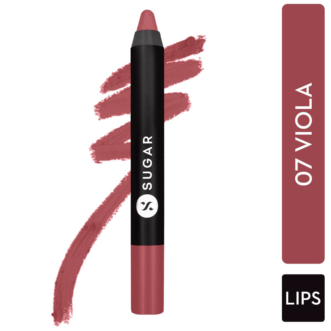 SUGAR Matte As Hell Crayon Lipstick With Free Sharpener - 07 Viola (07 Viola) (2.8g)