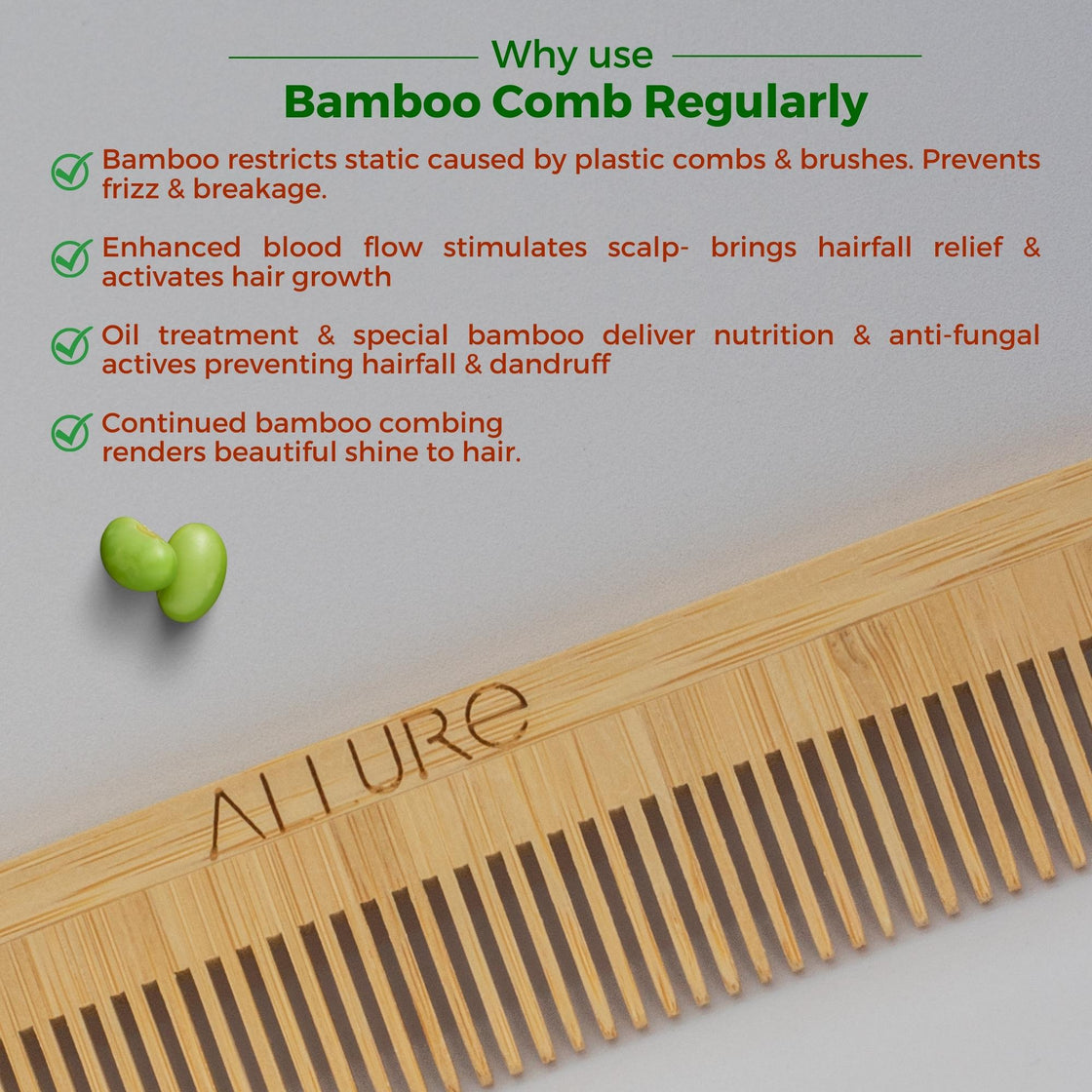 Allure Bamboo Pocket Hair Comb (CB-01)