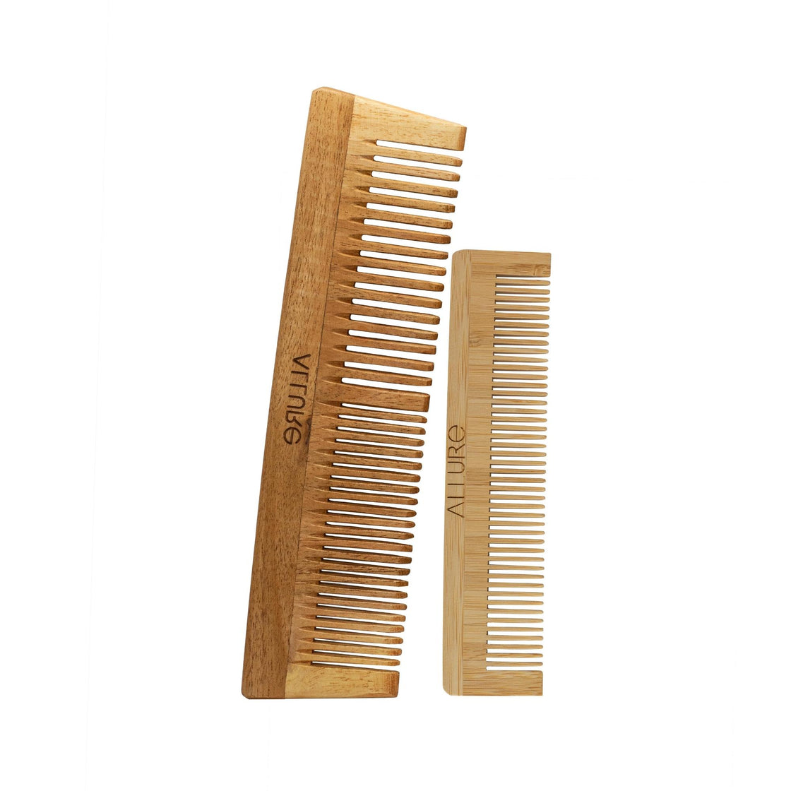 Allure Neem Wood Regular and Pocket Hair Combs (CB-01+CR-01)