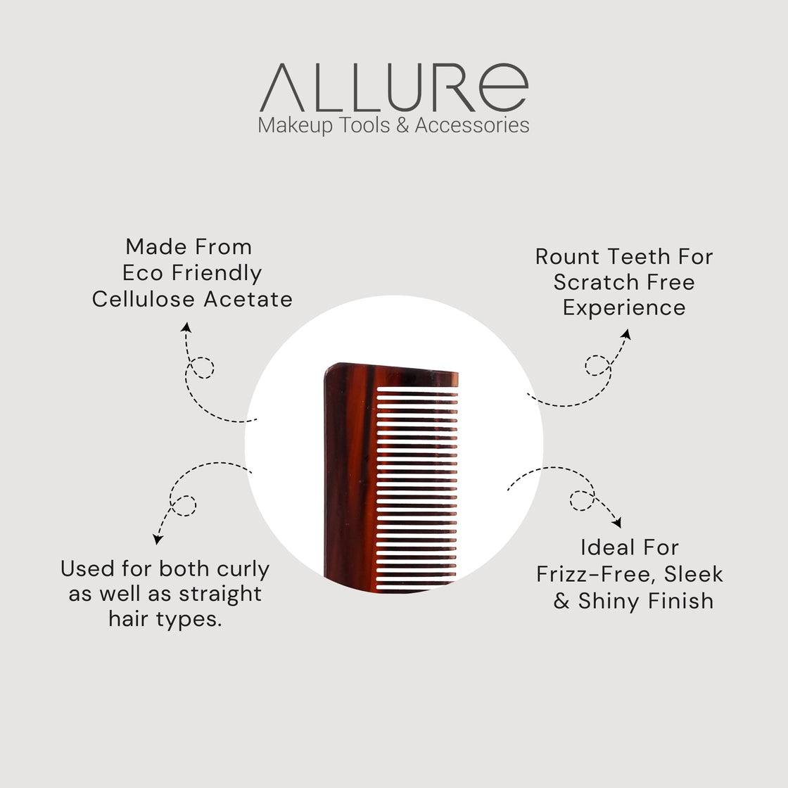Allure Handcrafted Regular Anti-Static Hair Comb for Smooth & Frizz-Free Styling (HMC_T_19)