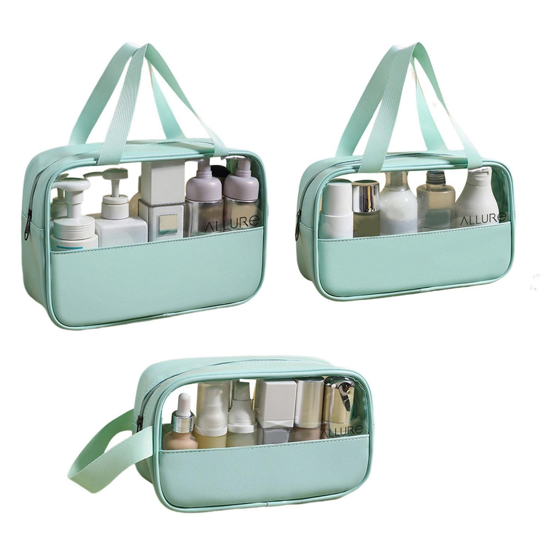 Allure Pack of 3 Toiletry Bag Green