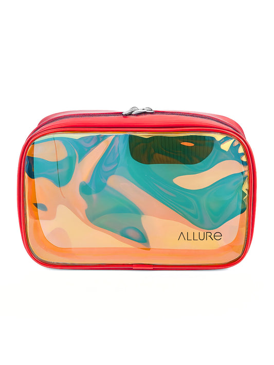 Allure Large Red Holographic Makeup Pouch | Cosmetic Bag & Travel Organizer