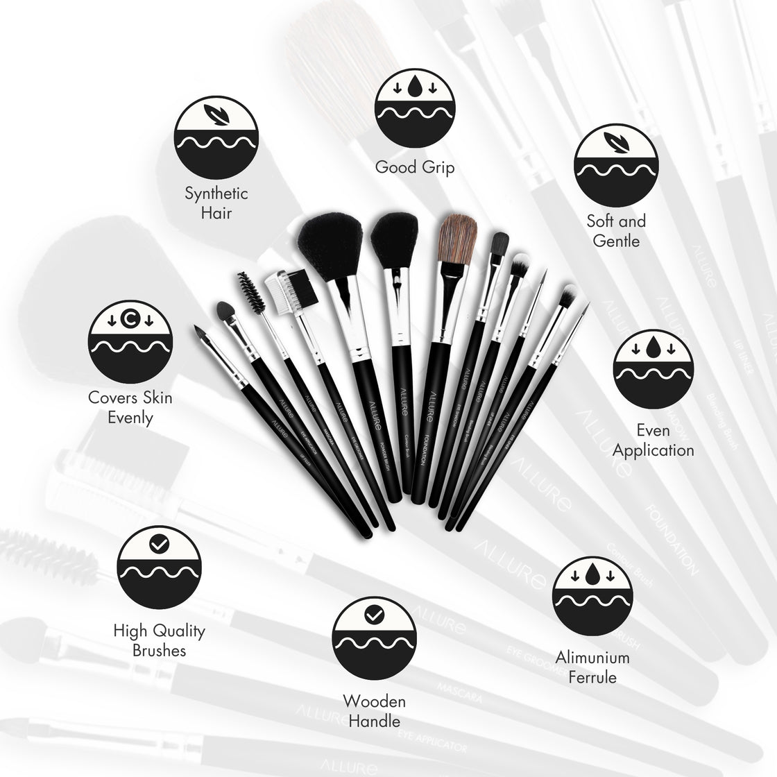 Allure Makeup Brush Set ( Pack of 12 ) MBS 12