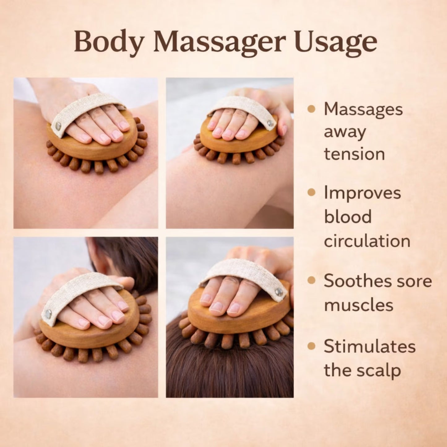 Allure Wooden Body Massager Brush