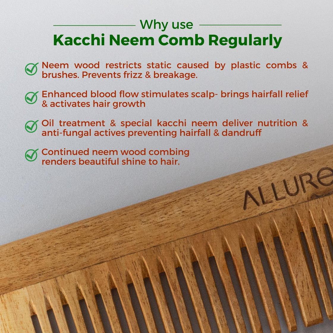 Allure Wooden Neem Comb CS-01+CR-01
