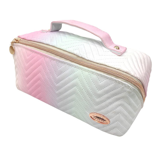 Allure Makeup Organizer Vanity Pouch - Pink & White