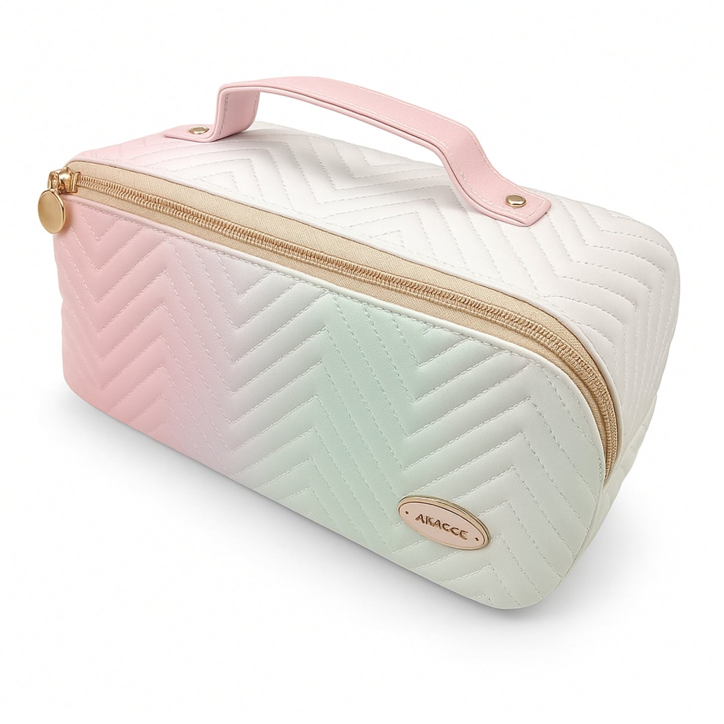 Allure Makeup Organizer Vanity Pouch - Pink & White