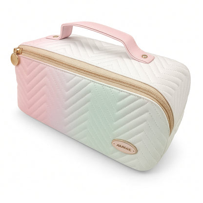 Allure Makeup Organizer Vanity Pouch - Pink & White