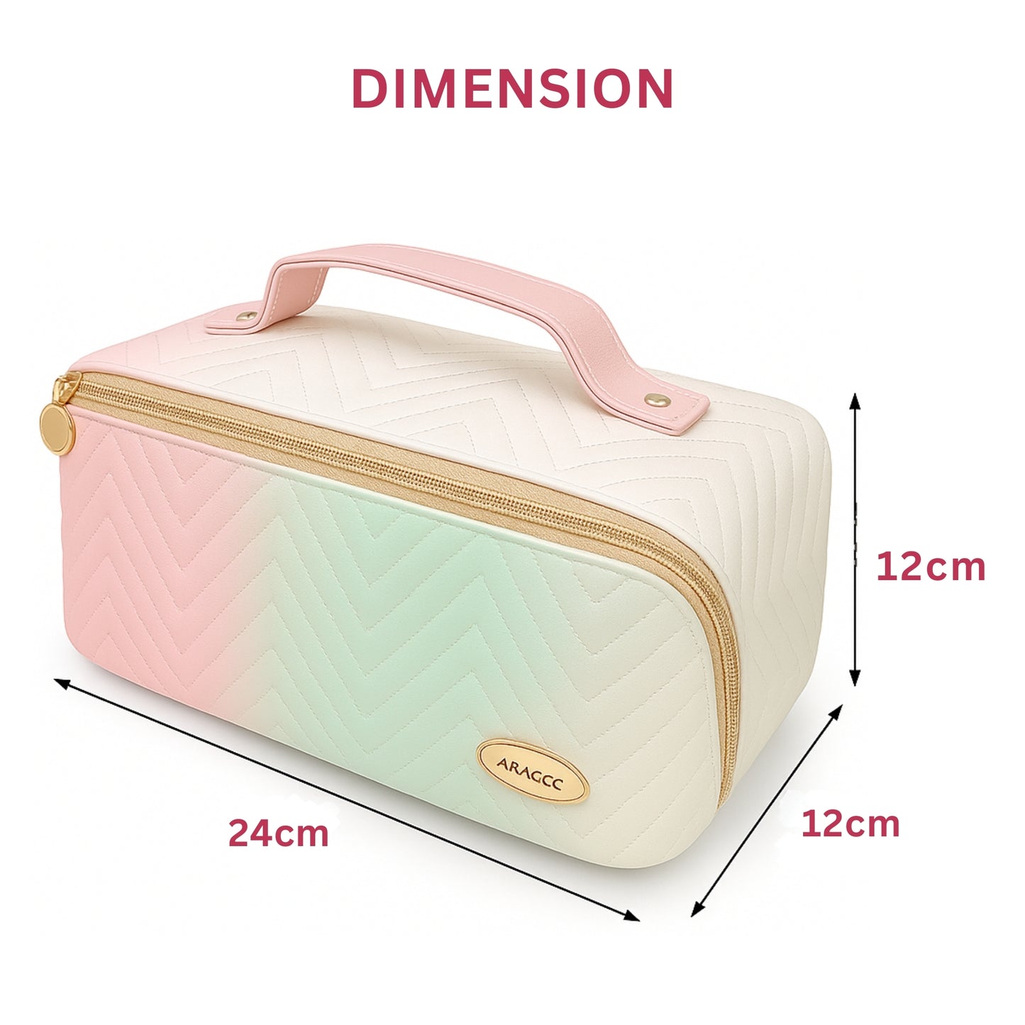 Allure Makeup Organizer Vanity Pouch - Pink & White
