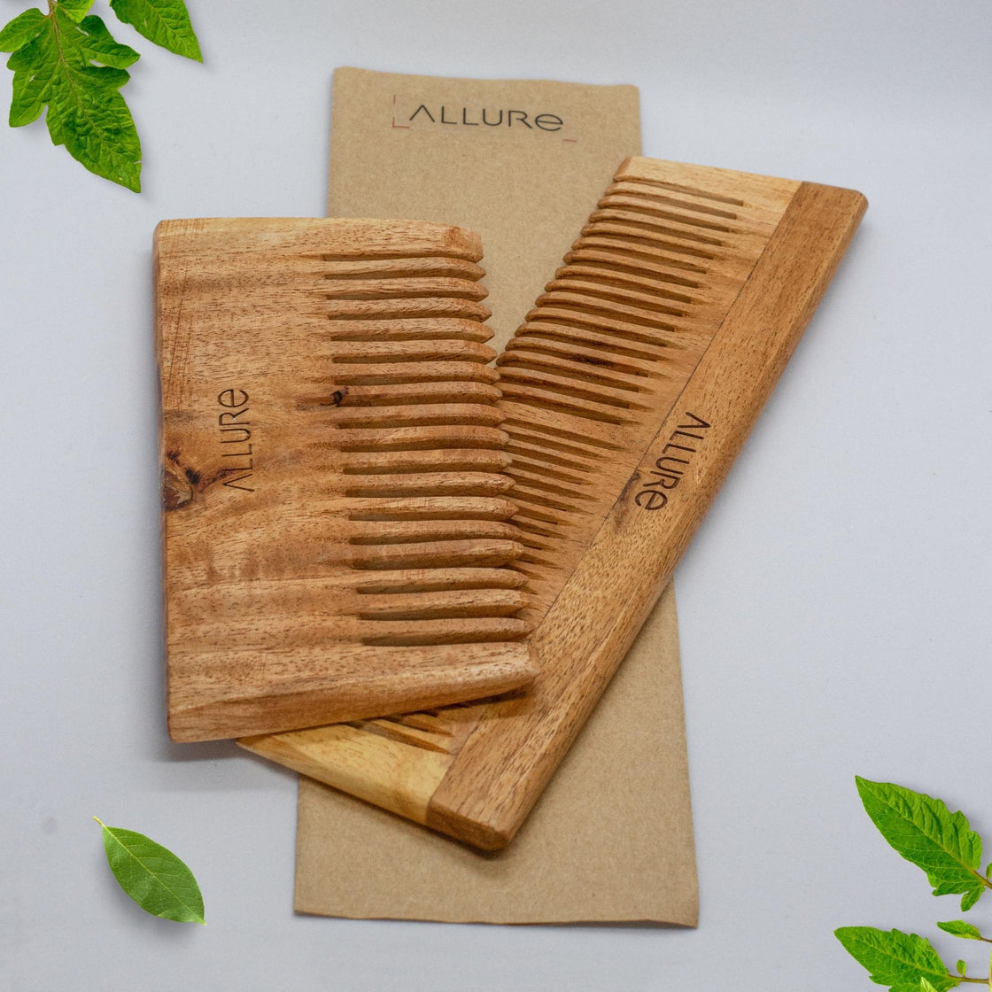 Allure Wooden Neem Comb CS-02+CR-01