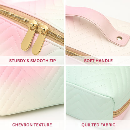 Allure Makeup Organizer Vanity Pouch - Pink & White