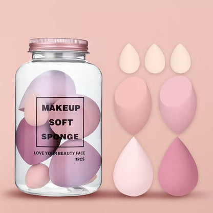 Allure 7-Piece Makeup Sponge Jar 4 Full Size & 3 Mini Blenders (7Pcs)