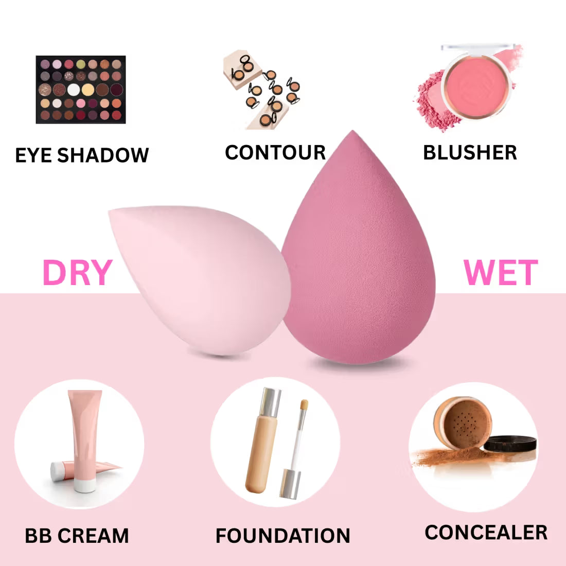 Allure 7-Piece Makeup Sponge Jar 4 Full Size & 3 Mini Blenders (7Pcs)