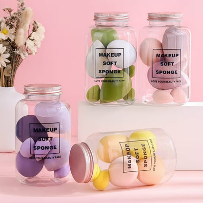 Allure 7-Piece Makeup Sponge Jar 4 Full Size & 3 Mini Blenders (7Pcs)