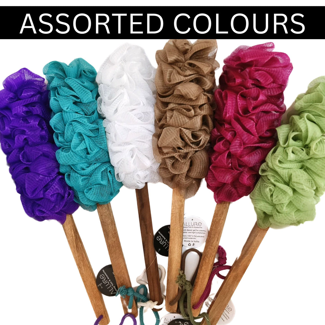 Allure Bathing Brush  - Assorted color Wooden Loofah