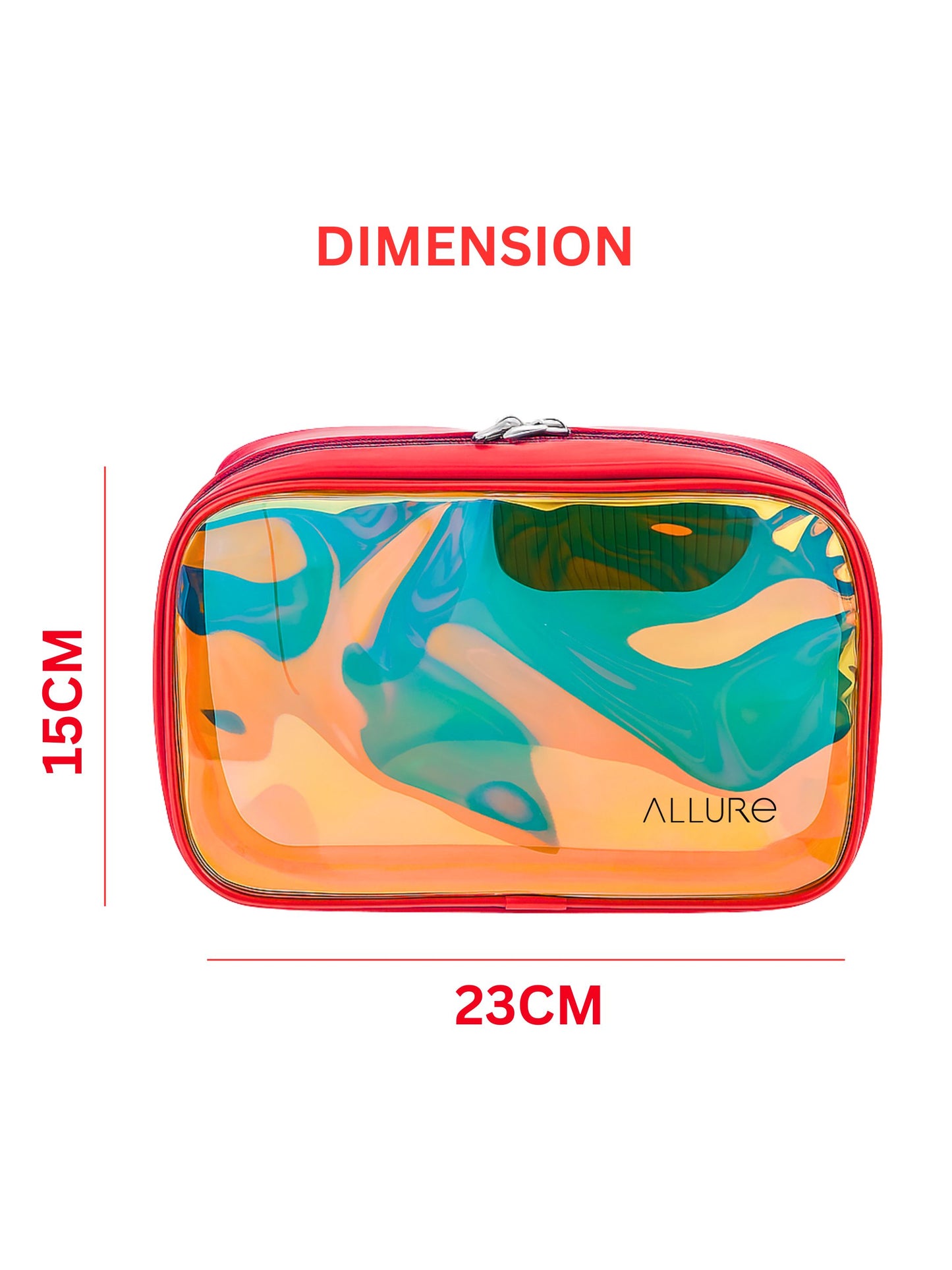 Allure Large Red Holographic Makeup Pouch | Cosmetic Bag & Travel Organizer