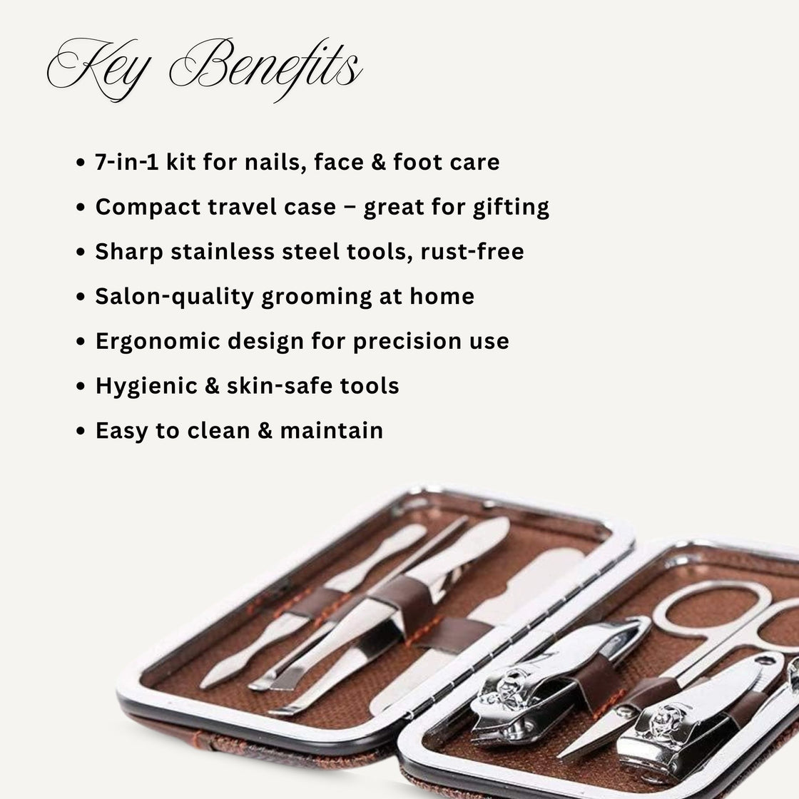 Allure Travel Manicure & Grooming Kit – 7-in-1 Professional Nail Care Set