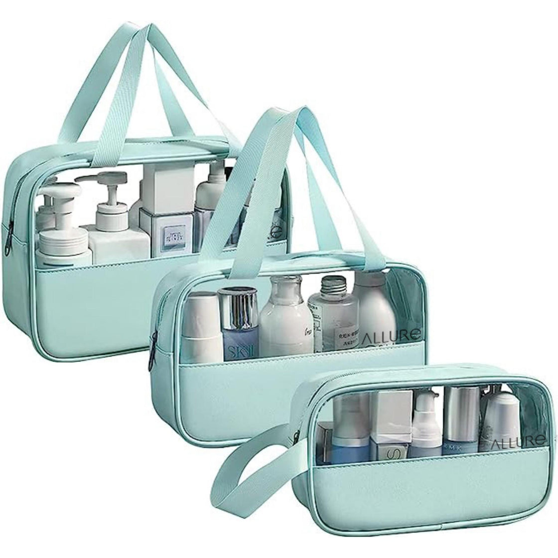 Allure Pack of 3 Toiletry Bag Green