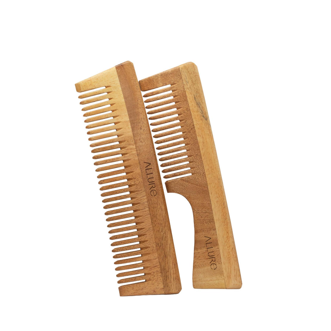 Allure Neem Wood Pack of 2 Detangle Hair Combs