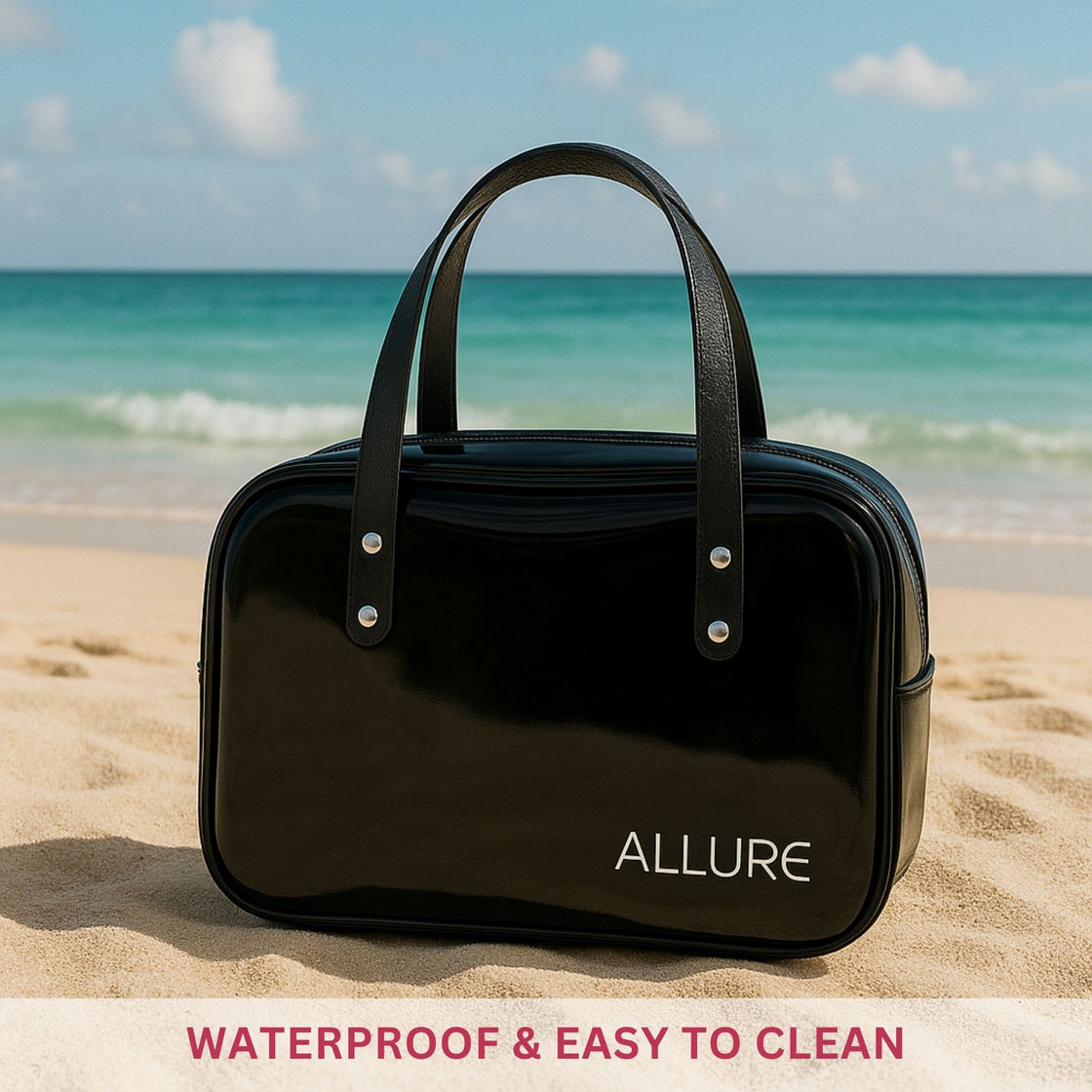 Allure Transparent Black Travel Toiletry Bag with White Handles (AHBB_05)