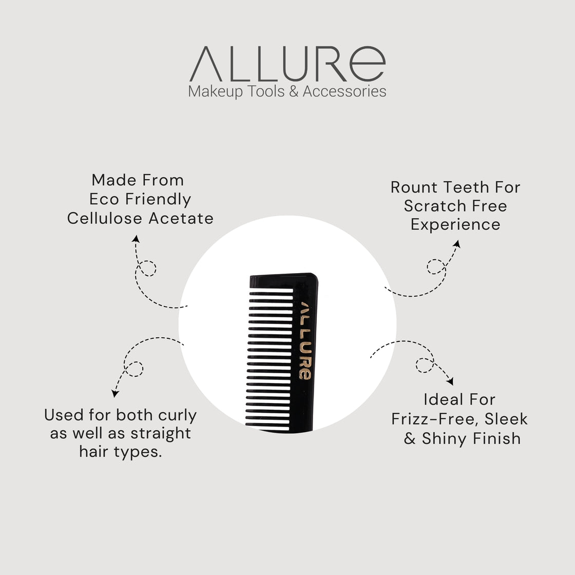Allure Handcrafted Tail Comb (HMC_B_20) for Precision Parting & Styling