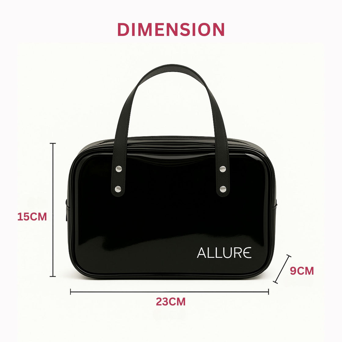 Allure Transparent Black Travel Toiletry Bag with White Handles (AHBB_05)