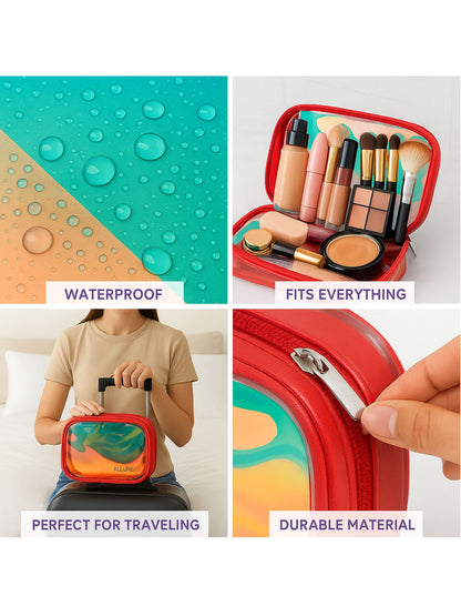 Allure Large Red Holographic Makeup Pouch | Cosmetic Bag & Travel Organizer