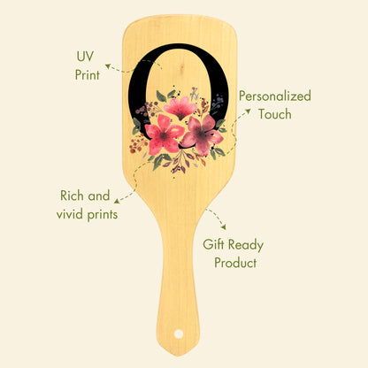 Allure Personalised wooden paddle hair brush with letter O 