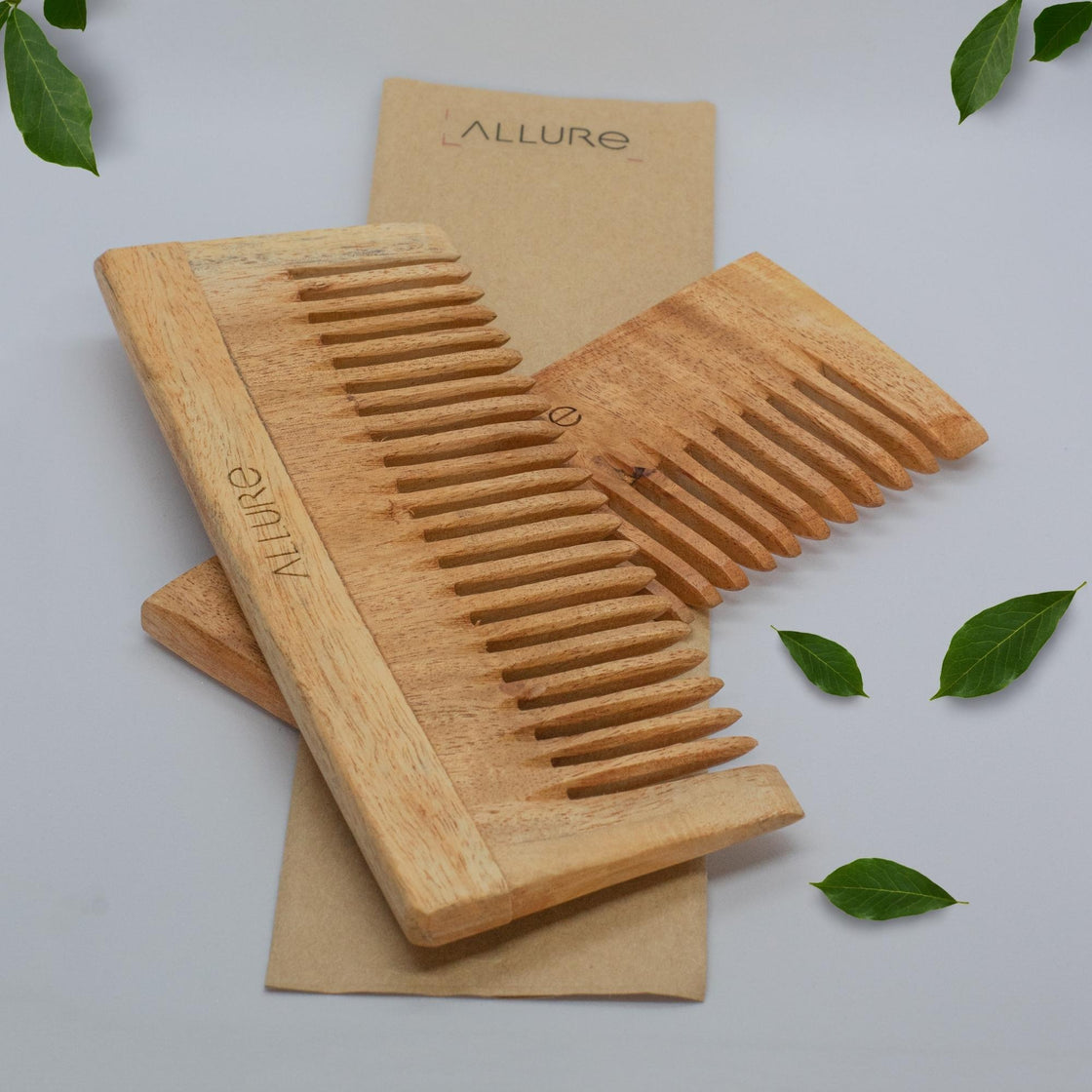 Allure Wooden Neem Comb CS-02+CR-01
