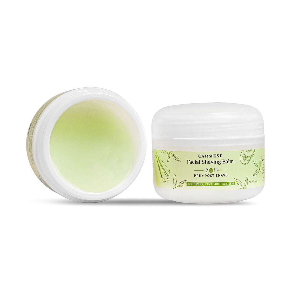 Carmesi Facial Shaving Balm for Women - 2-in-1 (Pre + Post-Shave) - Aloe Vera, Cucumber, Neem - 50g