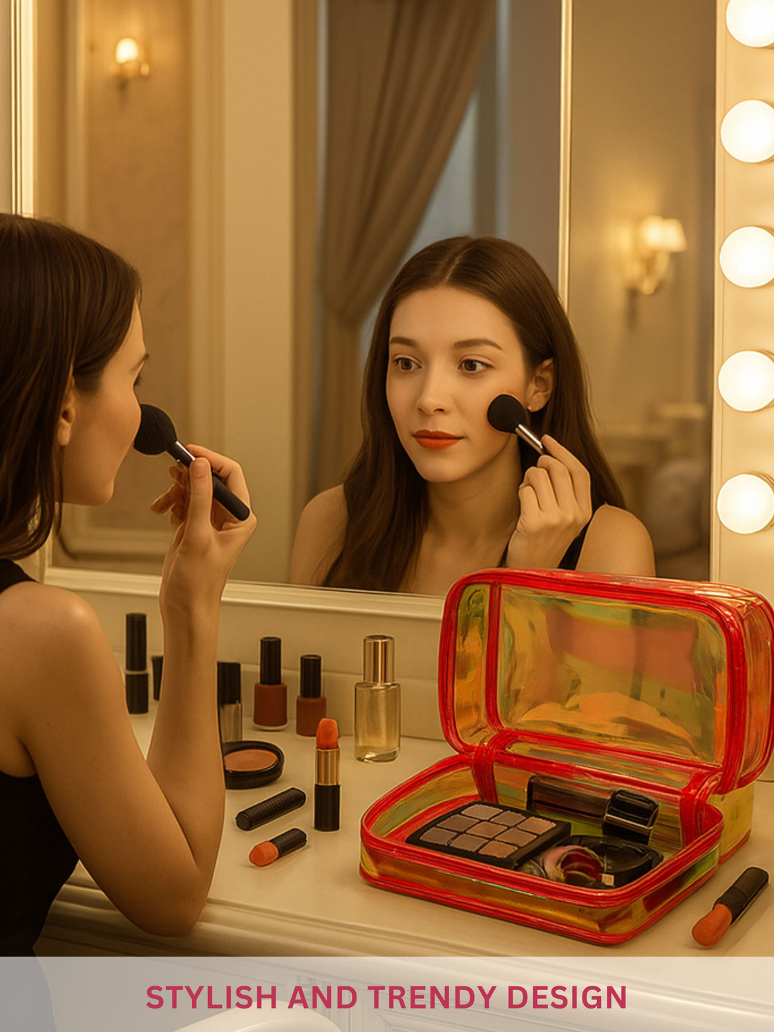 Allure Large Red Holographic Makeup Pouch | Cosmetic Bag & Travel Organizer