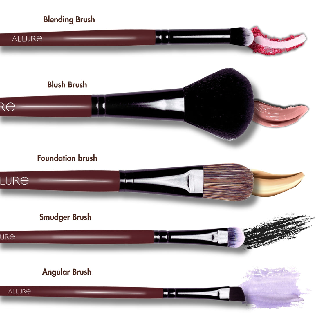 Allure Set Of 5 Makeup Brushes (MBS -C5)