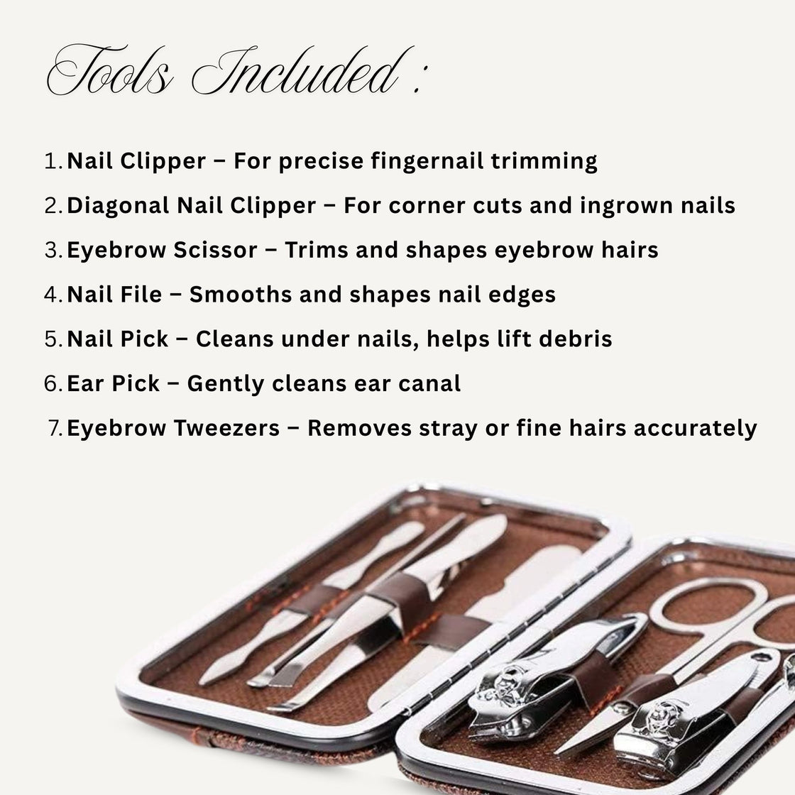 Allure Travel Manicure & Grooming Kit – 7-in-1 Professional Nail Care Set