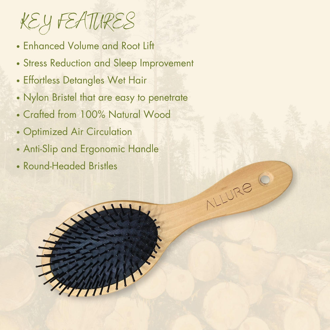 Allure Oval Wooden Paddle Hair Brush