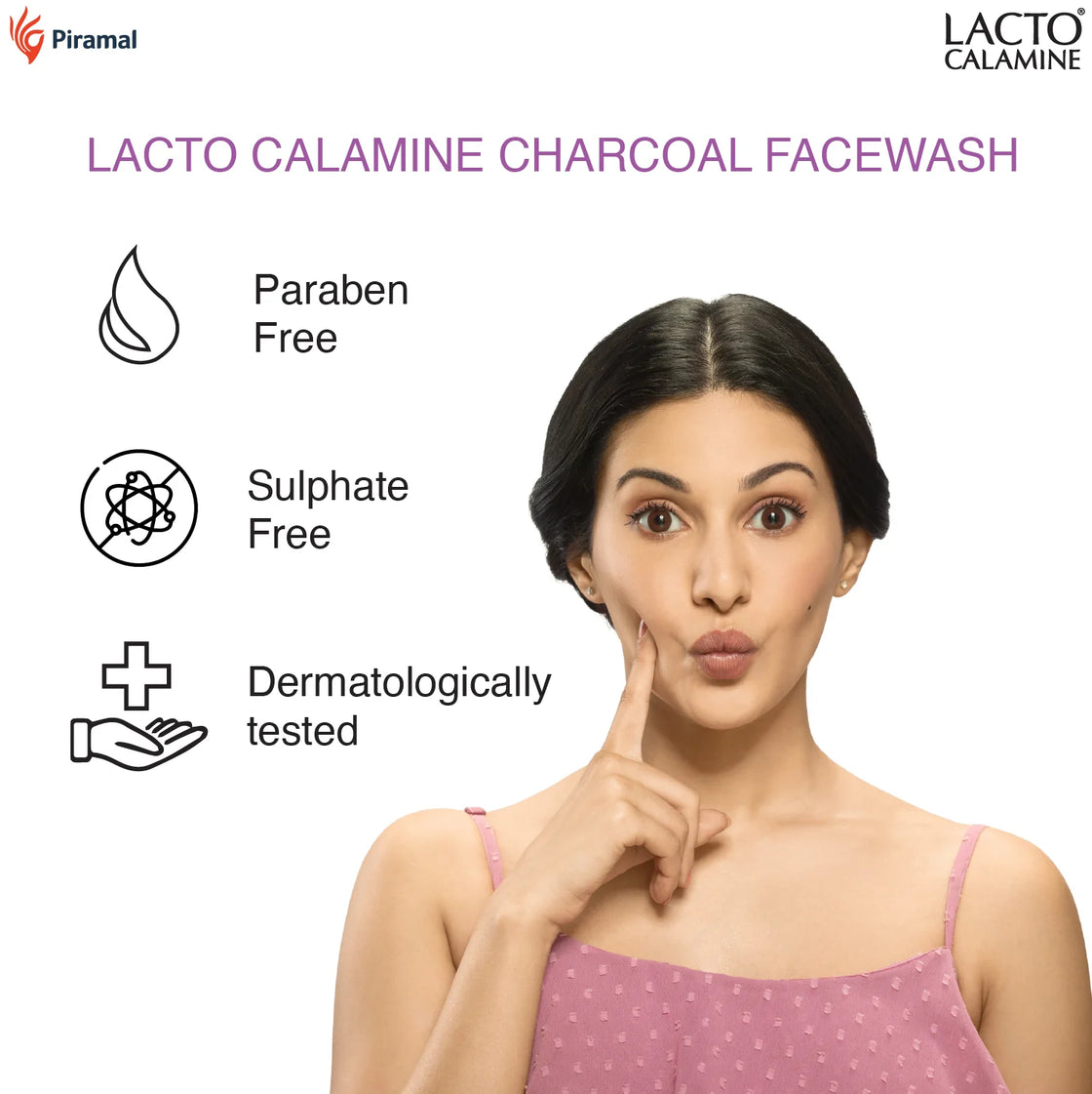 Lacto Calamine Activated Charcoal Face Wash Contains Aloe Vera & Tea Tree Extract-100ml