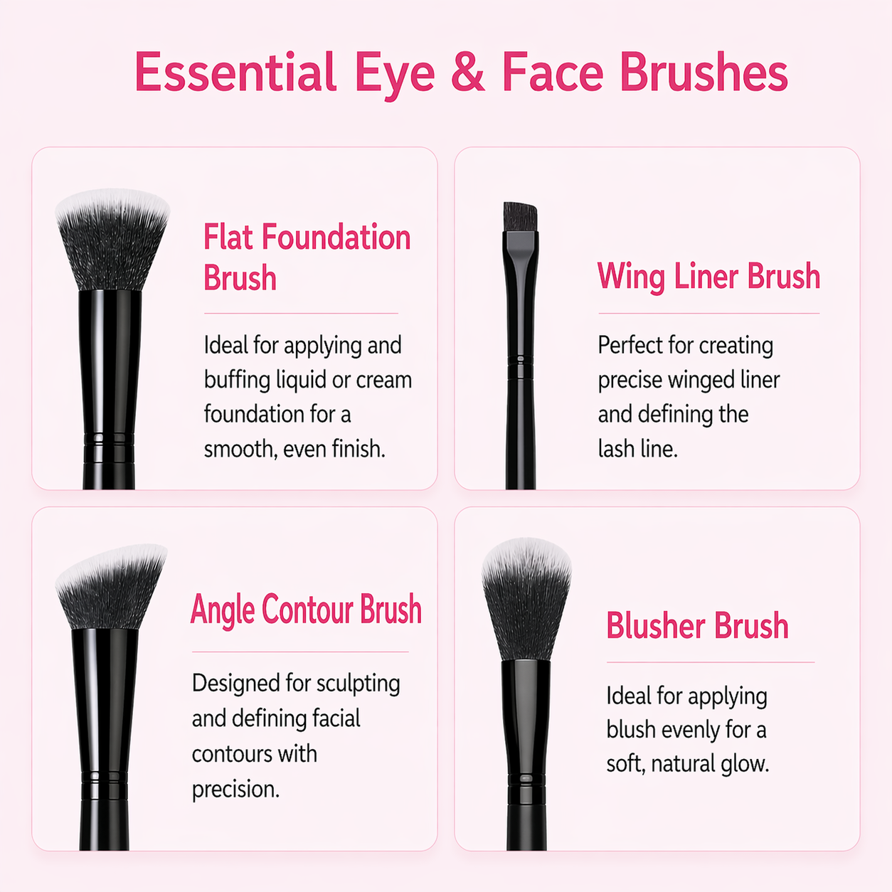 Allure Premium Makeup Brush Set of 8 + Free Beauty Blender