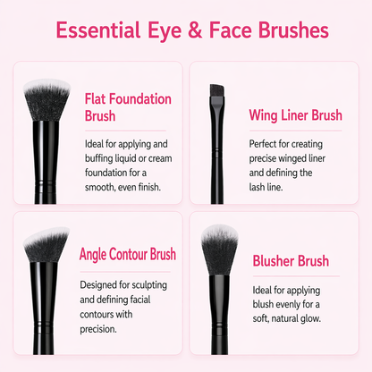 Allure Premium Makeup Brush Set of 8 + Free Beauty Blender