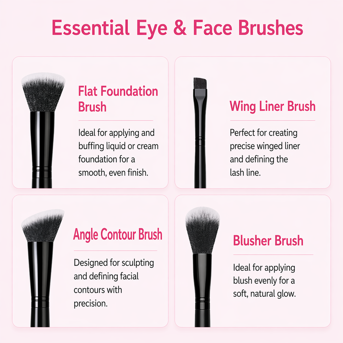 Allure Premium Makeup Brush Set of 8 + Free Beauty Blender