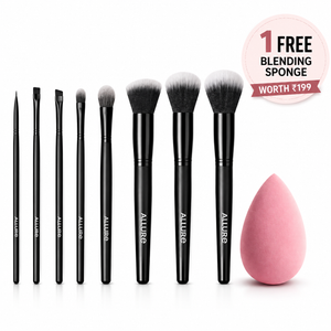 Allure Premium Makeup Brush Set of 8 + Free Beauty Blender