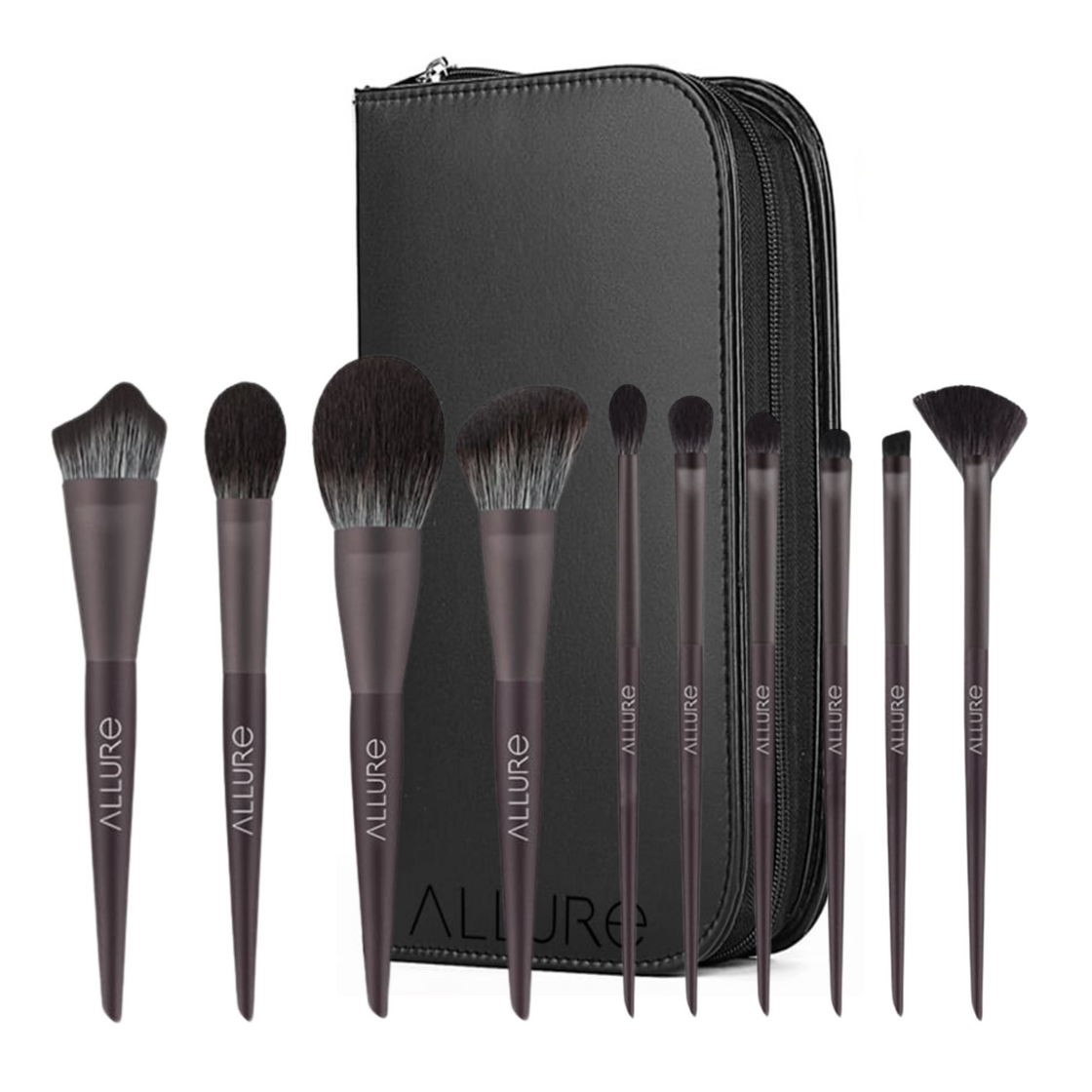 ALLURE Professional Makeup Brush Set with makeup brushes bag (Pack of 10)