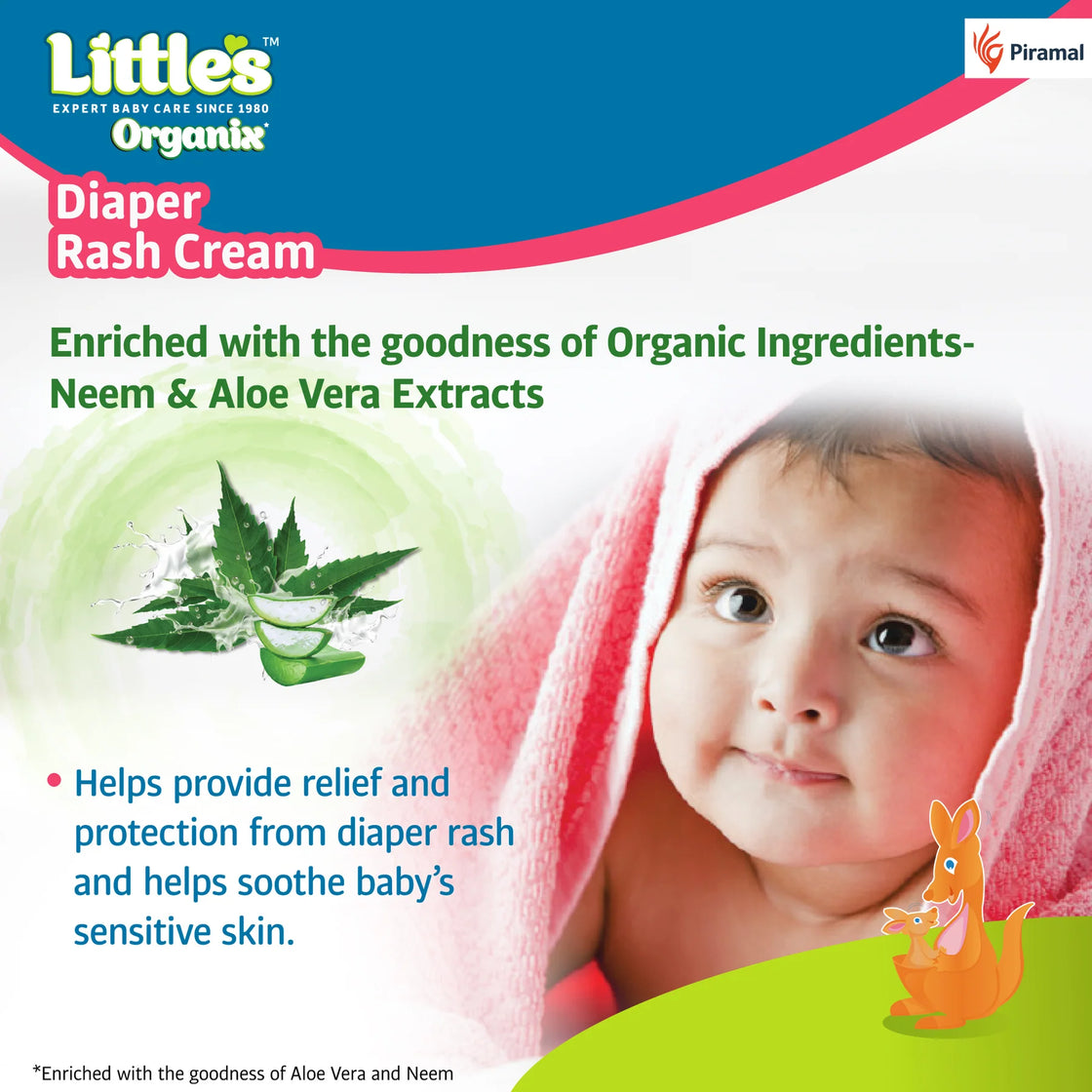 Little's Organix Diaper Rash Cream Contains Organic Aloevera & Neem Extract-50gm