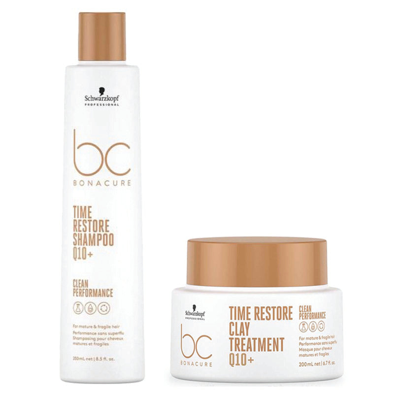 Schwarzkopf Professional Bonacure Time Restore Shampoo and Clay Treatment Mask