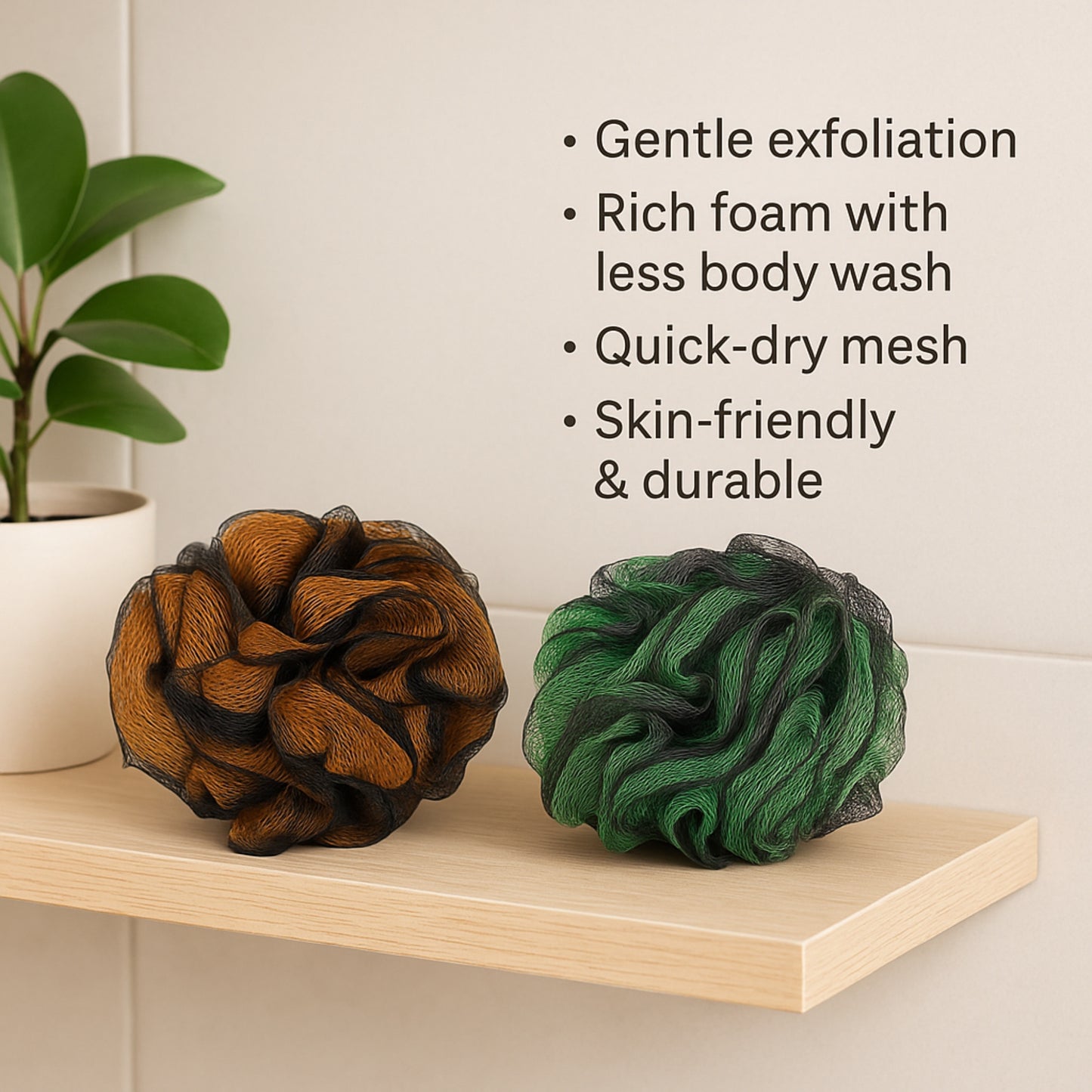 Allure Pack of 2 Metallic Loofah - Assorted color Loofhas