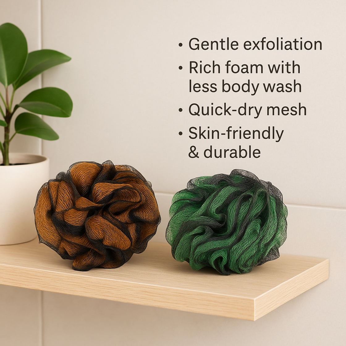 Allure Pack of 2 Metallic Loofah - Assorted color Loofhas