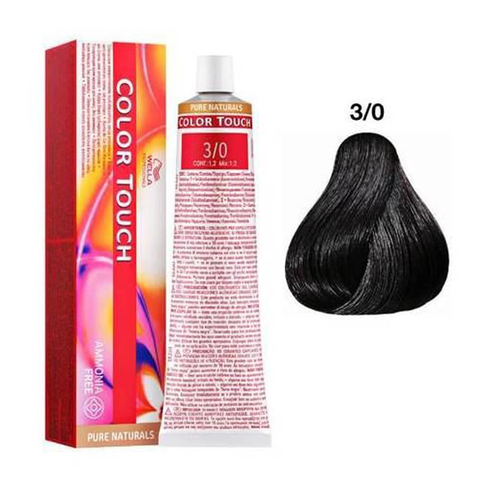 Wella Professionals Color Touch Pure Ammonia Naturals Free Hair Color 3/0 Dark Brown 2pcs + Developer And Allure Dye Brush HD-01 Combo