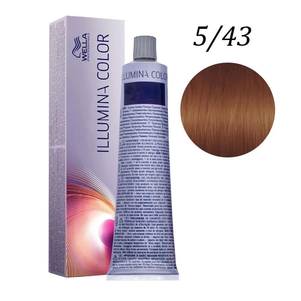 Wella Professionals Illumina Hair Color 5/43 Light Red Gold Brown