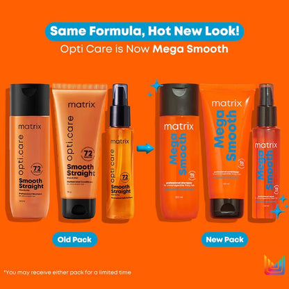 Matrix Mega Smooth Shampoo, Conditioner & Serum Combo, Defy Frizz For 4 Days, For All Hair Types